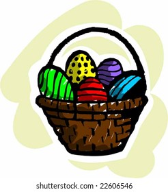 colour eggs in basket	