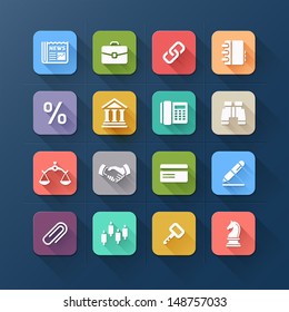 Colour flat icons for business and website design. Vector illustration