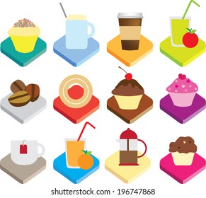 Colour flat vectors on a white background