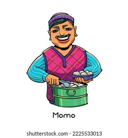 Colour full illustration of a Indian street food seller