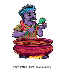 ilustración vectorial completa de color
Cocinero de aldea india 