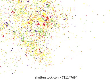 Colour glitter and sparkles background. Metallic sprinkles texture template for holiday designs, party, birthday, wedding, invitation, web, banner, cards. Vector.
