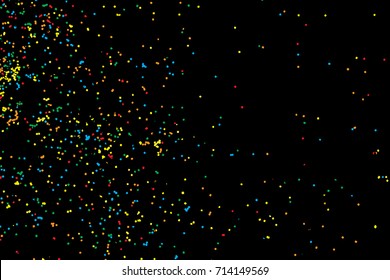 Colour glitter and sparkles background. Metallic sprinkles texture template for holiday designs, party, birthday, wedding, invitation, web, banner, cards. Vector.