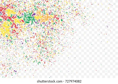 Colour glitter and sparkles background. Metallic sprinkles texture template for holiday designs, party, birthday, wedding, invitation, web, banner, cards. Vector.