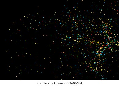 Colour glitter and sparkles background. Metallic sprinkles texture template for holiday designs, party, birthday, wedding, invitation, web, banner, cards. Vector.