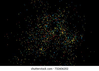 Colour glitter and sparkles background. Metallic sprinkles texture template for holiday designs, party, birthday, wedding, invitation, web, banner, cards. Vector.