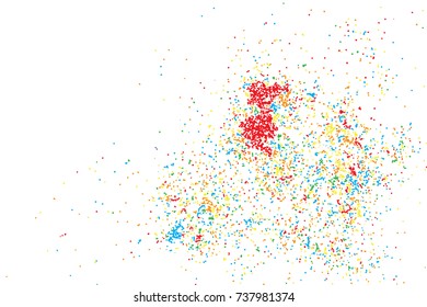 Colour glitter and sparkles background. Metallic sprinkles texture template for holiday designs, party, birthday, wedding, invitation, web, banner, cards. Vector.
