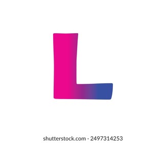 El gradiente de color del alfabeto está aislado sobre un fondo blanco. 