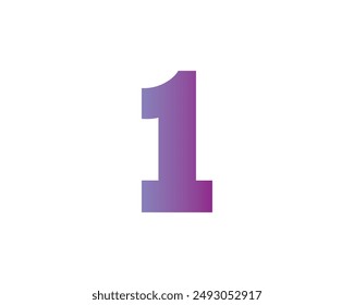 The colour gradient of number 1 is isolated on a white background. 