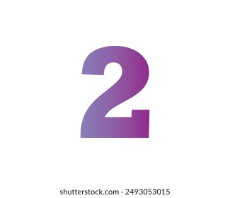 The colour gradient of number 2 is isolated on a white background. 