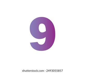 The colour gradient of number 9 is isolated on a white background. 