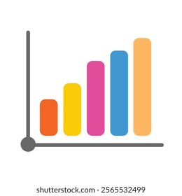Colour Graph Icon in trendy flat style isolated on white background, statistics diagram bar presentation, Business concept icon design. Vector illustration.