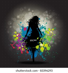 Colour Grunge poster with girl dancer