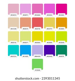 Farbleitpalette Katalog Muster Pastellfarben und Neon in RGB HEX. Neomorphismus-Vektorgrafik.