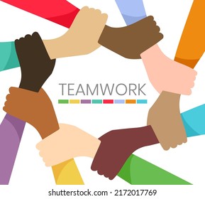 Colour Hands Togetherness Teamwork Doing Business Stock Vector (Royalty ...