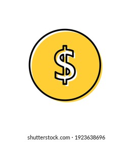 Colour Icon Dollar . Dollar  Sign. Vector