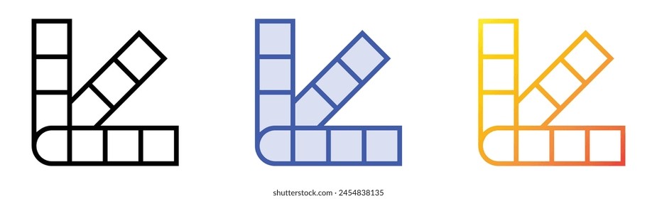 Farbsymbol. Lineares, blaues Füllungs- und Verlaufsstil-Design auf weißem Hintergrund