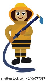 A colour illustration of a firefighter in safety gear, vector, color drawing or illustration. 