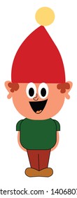 A colour illustration of a gnome., vector, color drawing or illustration. 