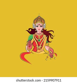 colour illustration of Goddess Lakshmi vector art 