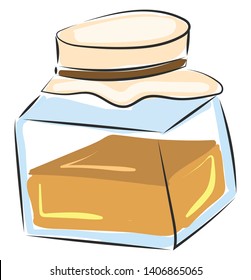 A colour illustration of honey in a glass jar, vector, color drawing or illustration. 