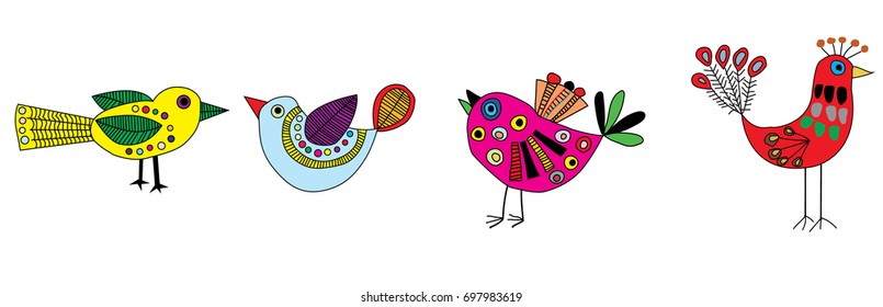 colour lineart birds