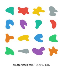 Formas de blobs líquidas de color. Gran conjunto de formas de fluidos irregulares abstractos. Siluetas vectoriales de formas simples de agua de smog redondeadas