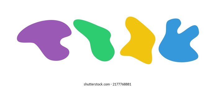 Colour liquid blob shapes. Set of absrtact irregular fluid shapes. Vector silhouettes of simple rounded smoot water forms