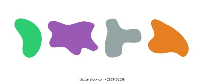 Colour liquid blob shapes. Set of absrtact irregular fluid shapes. Vector silhouettes of simple rounded smoot water forms