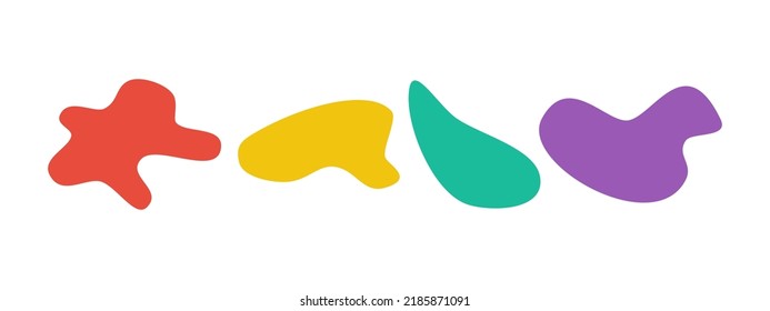 Formas de blobs líquidas de color. Conjunto de formas de fluido irregulares abstractas. Siluetas vectoriales de formas simples de agua de smog redondeadas