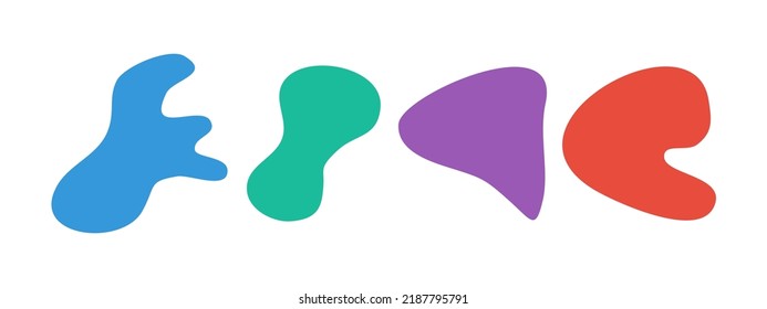 Colour liquid blob shapes. Set of absrtact irregular fluid shapes. Vector silhouettes of simple rounded smoot water forms