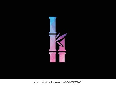 Colour Low Poly with Bamboo logo design, Vector design Concept