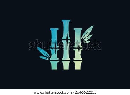 Colour Low Poly with Bamboo logo design, Vector design Concept