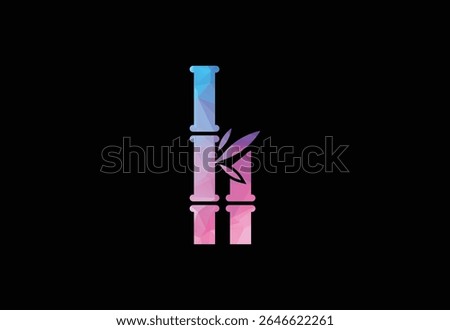 Colour Low Poly with Bamboo logo design, Vector design Concept