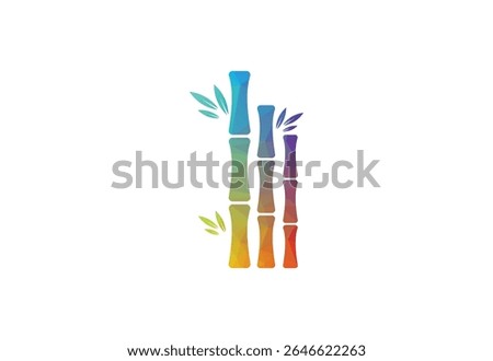 Colour Low Poly with Bamboo logo design, Vector design Concept