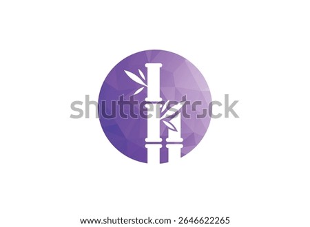 Colour Low Poly with Bamboo logo design, Vector design Concept