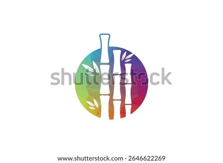 Colour Low Poly with Bamboo logo design, Vector design Concept
