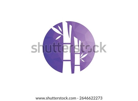 Colour Low Poly with Bamboo logo design, Vector design Concept