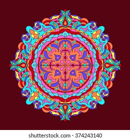 Colour Mandala background Vintage decorative elements Hand drawn background eps 10