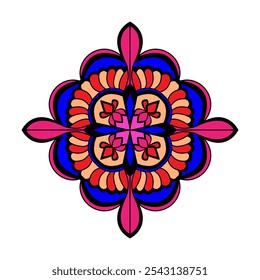 colour  Mandala Garden of Delight coloring book page. Easy Mandala Coloring Book Pages for Adults to Relax, Experiences Give Relief. Resizeable Vector File