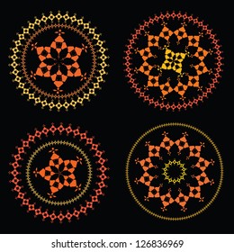 Colour Mandala on a black background (Vector)