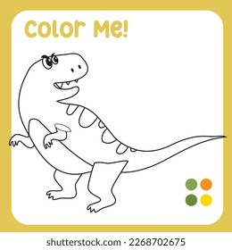 Colour me: Allosaurs Coloring Page Illustration. colouring page for kids with pre-historic animal theme. Ready to print colouring file. 