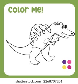 Colour me: Spinosaurus the dino coloring Page Illustration. colouring page for kids with pre-historic animal theme. Ready to print colouring file. 