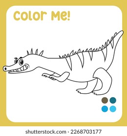 Colour me: Suchomimus the dino coloring Page Illustration. colouring page for kids with pre-historic animal theme. Ready to print colouring file. 