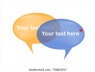 Colour orange and blue transparent bubbles in vector graphics