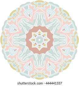 Colour ornamental hand drawn mandala. Vector illustration. Islam, Arabic, Indian, turkish, pakistan, chinese, ottoman motifs