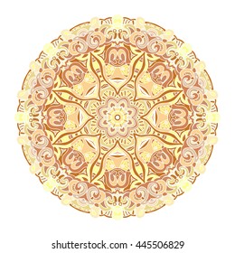 Colour ornamental hand drawn mandala. Vector illustration. Islam, Arabic, Indian, turkish, pakistan, chinese, ottoman motifs