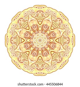 Colour ornamental hand drawn mandala. Vector illustration. Islam, Arabic, Indian, turkish, pakistan, chinese, ottoman motifs