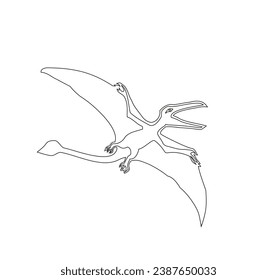 Colour page. Coloring book. Dino. isolated. Pterosaur, dinosaur flat vector illustration for kids.