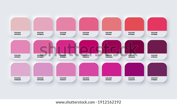 Colour Palette Catalog Samples Pink in RGB HEX.\
Neomorphism Vector